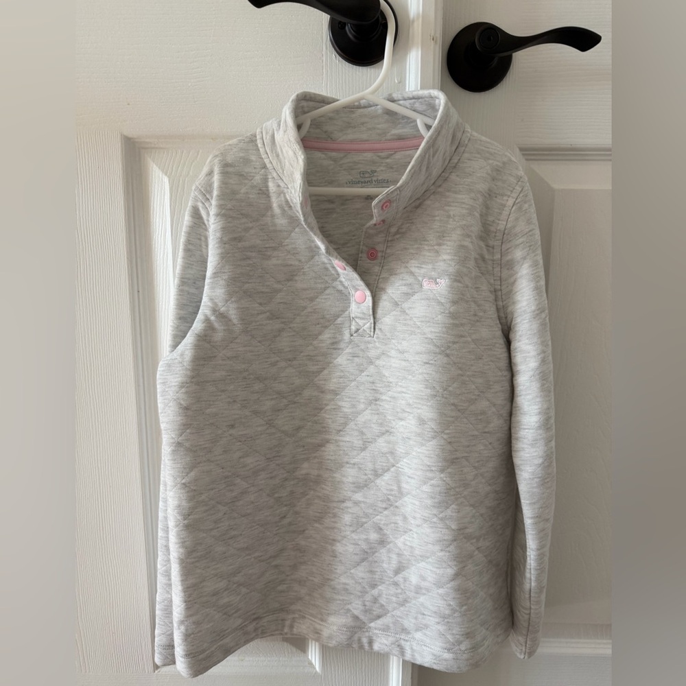 Vineyard Vines Gray and Pink Pullover